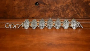Kühnes SARDA 925 Sterlingsilber Handwerk schweres Kreuz & ausgefallenes Schnörkelarbeit Armband - Bild 1 von 13