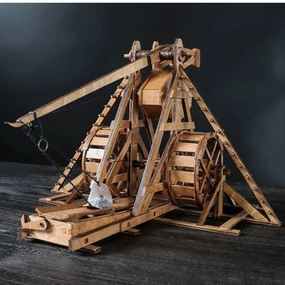 1:48 Scale Wooden Trebuchet Model Kit | DIY Catapult & Siege Chariot - Image 1 of 4