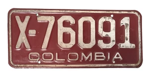 Placa de matrícula vintage de Colombia América del Sur # X-76091 - Imagen 1 de 1