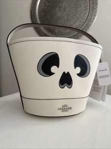 NWT Coach CW535 Halloween Trick Or Treat Bucket Bag Skeleton Ghost - Picture 1 of 20
