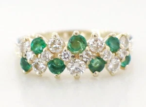 0.45ct Natural diamond 14k BIS Hallmarked yellow gold emerald wedding band Ring - Picture 1 of 5