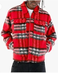 Copper Rivet Brushed Flannel Red Men's 3XL Jacket Full Zip Up - Picture 1 of 13