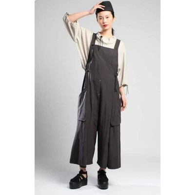 Lurdes Bergada Brown Cropped Wide Leg Overall Jumpsuit S Lagenlook Hippie $238 - Image 1 of 4