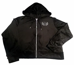 No Boundaries Jacket Hooded Full Zip Short Black Angel Wings Juniors 3x 21 - Picture 1 of 8