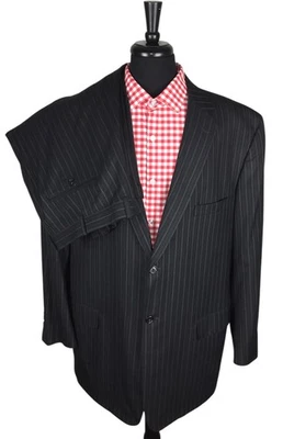 Pantalón Traje Tom James Royal Clásico Hombre 50L Negro/Marrón Lana Espiga 2 Piezas 42x32 Foto 1 de 4