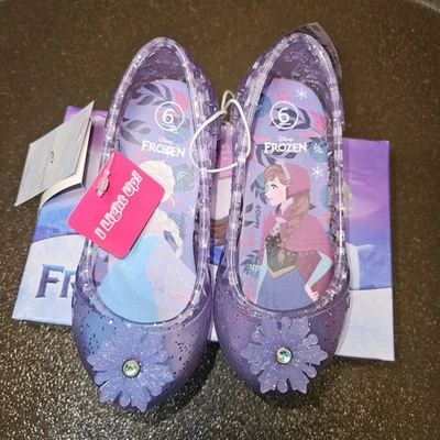 Zapatos planos de gelatina morados iluminados Disney Frozen para niñas pequeñas talla 6 Foto 1 de 4