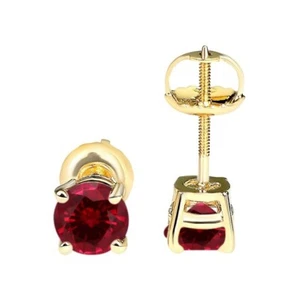 LAB Created Ruby 14K Real Yellow Gold Heavier Weight Gold - Picture 1 of 7