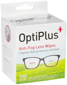 OptiPlus Anti-Fog Lens Wipes Cleaner Travel Purse Healthcare Sport Goggles 100ct - Picture 1 of 4