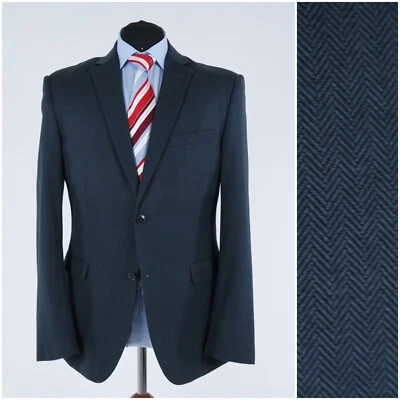 Mens Herringbone Blazer 42R UK Size LIV Dark Blue Sport Coat Jacket - Image 1 of 4