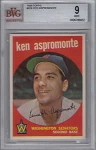 1959 TOPPS CARD #424 KEN ASPROMONTE Graded BVG 9 MINT - Picture 1 of 2