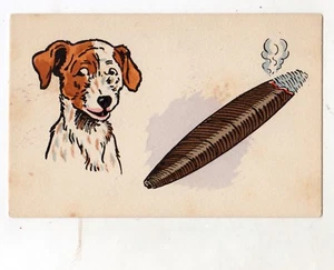 CI0144  postcard  vienne  munk s 755  rat   terrier dog  with  cigar  UNUSED - Picture 1 of 2