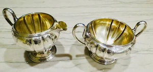 Crema y azucarero Birks de plata de ley sin monogramas - Imagen 1 de 12