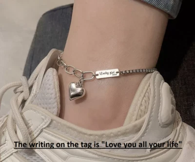 Cavigliera cuore vita Argento placcato/ anklet plated silver heart life love - Immagine 1 di 4