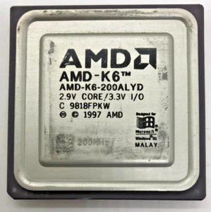AMD K6 200 MHz AMD-K6-200ALYD - 2.9V Core - 3.3v - Sockel 7 #1669 - Bild 1 von 2