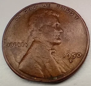Lincoln Wheat Penny 1950 D Clipped Error - Picture 1 of 4