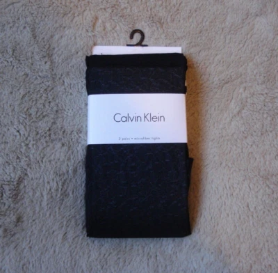 NUEVO CON ETIQUETAS CALVIN KLEIN 2 PARES DE MALLAS OPACAS TEXTURA MICROFIBRA MUJER ACU537 S Foto 1 de 2