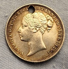 1838 1887 SOLID SILVER COIN Three pence Antique Very Fine VF London Old 6D Retro