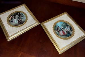 2 Stück Italienische FOMERTZ Romantische Druck Kunst Holz Wandrelief Behänge Empire Kunst - Bild 1 von 10