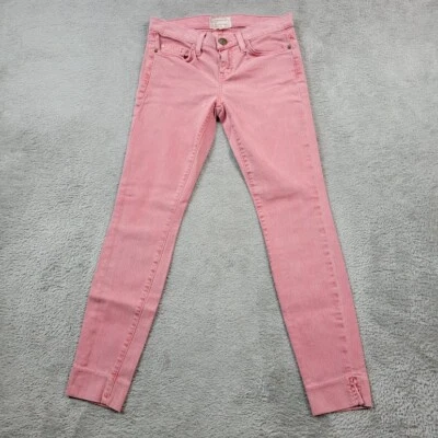 Pantalones de mezclilla Current Elliott para mujer 25 rojos desteñidos con abertura lateral Stiletto ajustados al tobillo Foto 1 de 4