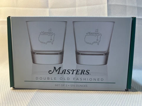 Augusta National Masters Tournament Double Old Fashioned Glass Set of 2 Cover
