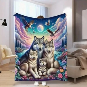 Manta polar WOLF FAMILY, tiro, súper suave. - Imagen 1 de 7