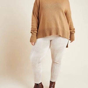 NWT Sueded Metallic leggings Anthropologie 24 plus new Suede Beige Gold - Picture 1 of 6