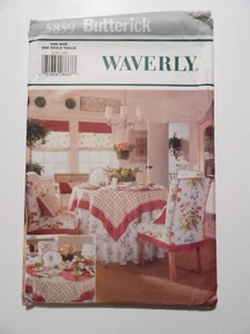 Butterick 5859 Waverly Tea Time Accessory Tablecloth Placemat Chair Cover Uncut - Picture 1 of 3