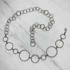 Open Hoop Silver Tone Metal Rope Chain Link Belt OS One Size