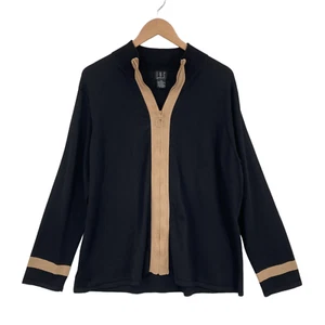 INC International Concepts Jacket Womens 2X Black Knit Long Sleeve Full Zipper - Picture 1 of 16