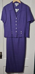 Vtg Sheri Martin NY Suit Woman's Size 12P Purple Jacket Maxi Dress BohoChic - Picture 1 of 23