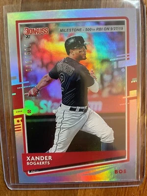 2020 Donruss Xander Bogaerts Silver #11 /500 Milestone Stat Line Boston Padres - Image 1 of 2