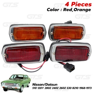 Side Marker Lamps RED+Amber SET For Nissan Datsun 510 120Y 280Z B210 1968 1973 - Picture 1 of 10