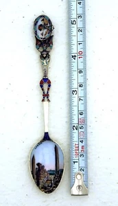 Luxor Ägypten Silber Emaille Souvenir Demitasse Löffel Verschluss Geheimfach Ende - Bild 1 von 16