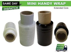 Black & Clear Mini Handy Pallet Stretch Wrap Shrink Wrap Cling Film Hand Rolls - Picture 1 of 3