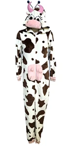 Secret Treasures Soft Fleece Hooded Cow One Piece Pajamas Loungewear Costume XS - Picture 1 of 13