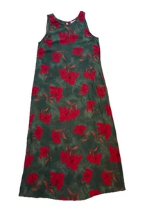 Maxi Vestido De Colección Kathie Lee Verde Rojo Floral Sin Mangas Talla 16 L/XL - Imagen 1 de 6