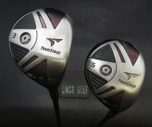 Set of 2 Bridgestone TourStage 701 3+5 Woods Stiff Graphite Shafts with Grips - Picture 1 of 5