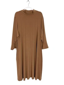 Susan Graver Tejido Líquido Bronceado Sólido Talla 4XP 3/4 Mangas Bolsillos Oficina Carrera - Imagen 1 de 8