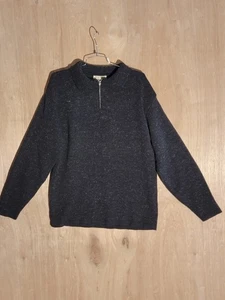 Casa Moda Per Uomo Men’s 1/4 Zip Sweater L Black Made in Canada Cotton Blend - Picture 1 of 10
