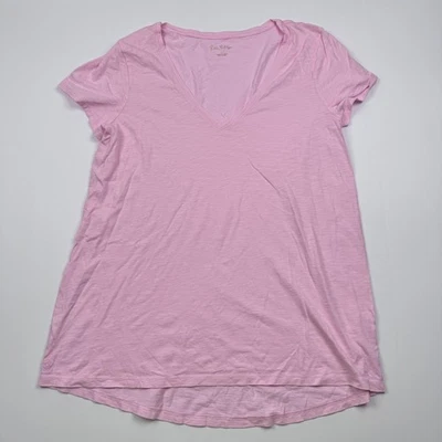Camisa Lilly Pulitzer Mujer Mediana Rosa Cuello en V Camiseta Slub Ligera Informal Foto 1 de 4