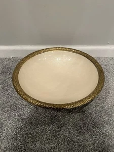 JULIA Knight Florentine 14 1/2” Round Bowl Gold Snow - Picture 1 of 9