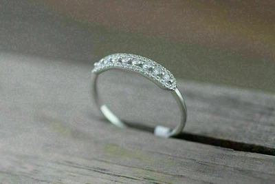 1.30Ct Lab Created Round Diamond Wedding Band Ring 14K White Gold Finish - Image 1 of 4