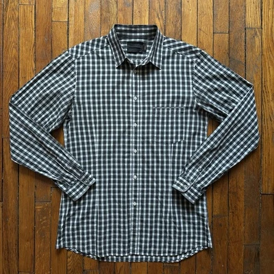 Rare Diesel Black Gold 3D Checkered Button Shirt Men 52 White Black Green Preppy - Image 1 of 4