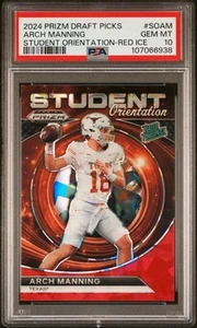 2024 PANINI PRIZM DRAFT PICKS STUDENT ORIENTATION RED ICE ARCH MANNING -- PSA 10 - Picture 1 of 3
