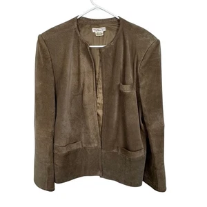Chaqueta Blazer De Colección Talbots 100% Cuero Gamuza Hecha en Israel Marrón Camel Mediana/Lg - Imagen 1 de 8