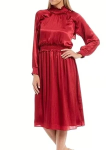NWT Adelyn Rae Smocked Red Satin Midi Dress Holiday Party Christmas Size XL - Picture 1 of 8