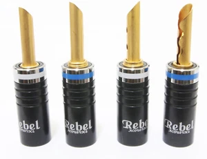 4 pz TROMBA waves banana rame oro altoparlante amplificatore spina cavo - Foto 1 di 5