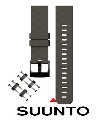 New 24mm SUUNTO Core Rubber Strap Black Diver Watch Band PVD Adapter Set - Image 1 of 2