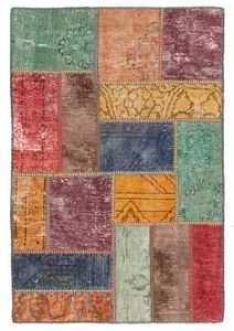 Patchwork Handgeknüpfter Perserteppich 124x84 cm-Orient,Carpet,Rug,Vintage - Picture 1 of 6