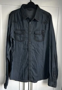 Mens Diesel Industry Dark Blue Shirt Popper Button Western Shirt Cotton Large - Picture 1 of 8